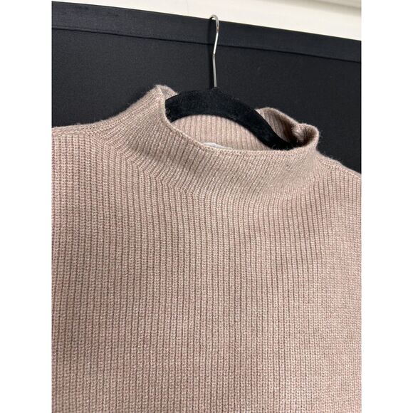 Dress Forum Women's Chocolate Brown Mock Neck Cropped Ribbed Sweater - Picture 4 of 8
